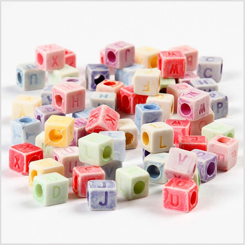 Creativ Company Acrylperlen, quadratisch – mehrfarbig – 6 × 6 × 6 mm, Loch 3 mm – 2300 Stk.