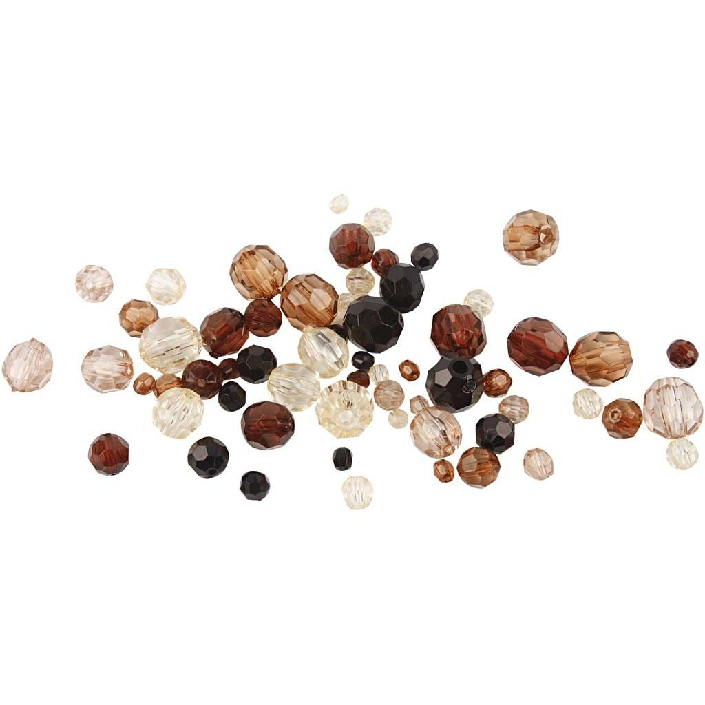 Creativ Company Facettenperlen (Acryl) – Gold – 4–12 mm, Loch 1–2,5 mm – ca. 170 Stk.