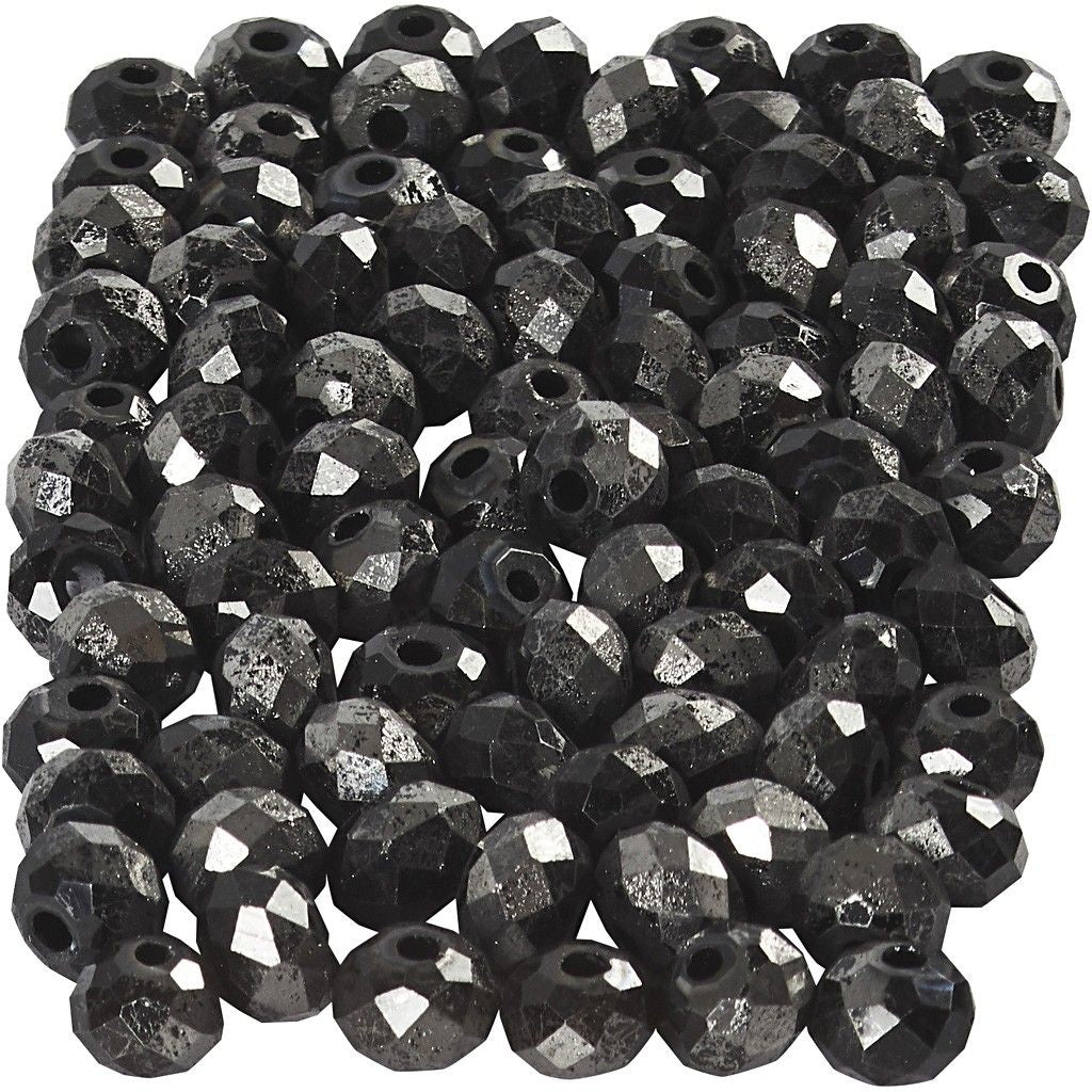 Creativ Company Glasperlen, rund – schwarz – Ø 4 mm, Loch 0,8 mm – 100 Stk.