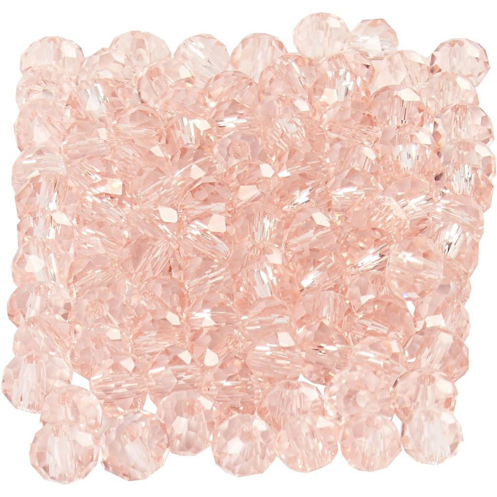 Creativ Company Glasperlen, rund – rosa – Ø 4 mm, Loch 0,8 mm – 100 Stk.