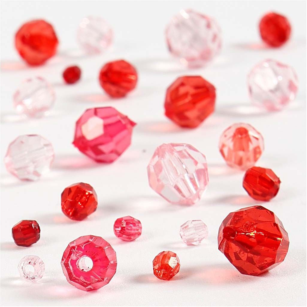 Creativ Company Facettenperlen (Acryl) – Weinrot – Ø 12 mm, Loch 1 mm – 170 Stk.