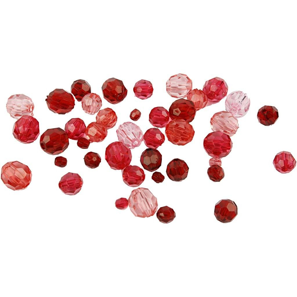 Creativ Company Facettenperlen (Acryl) – Weinrot – Ø 12 mm, Loch 1 mm – 170 Stk.