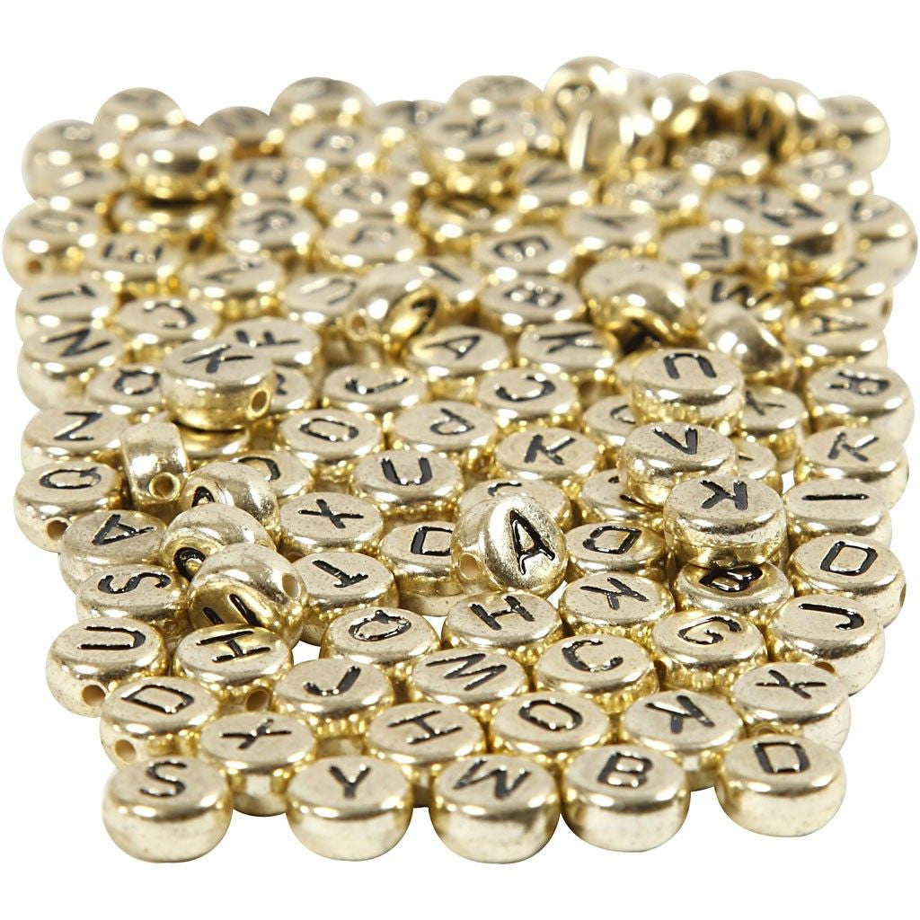Creativ Company Acrylperlen, rund – Gold – Ø 7 mm, Loch 1,2 mm – 200 Stk.