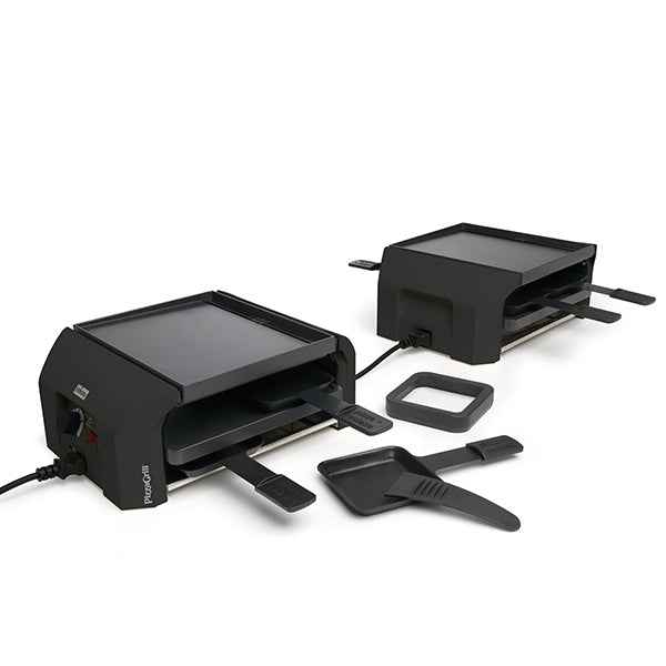 Stöckli Raclette-Grill FourFour Set – 8 Personen, 4 Pfännchen, Pizza-Funktion, 870 W – Anthrazit
