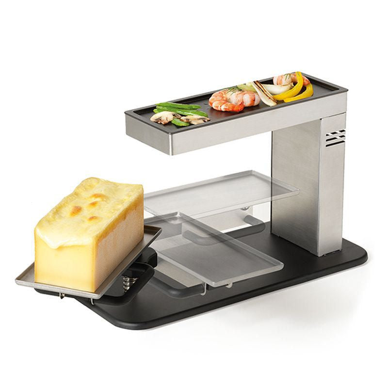 Stöckli Raclette 0011.01 – 470 W, neigbar, Plattenbreite 17,5 cm – schwarz/edelstahl