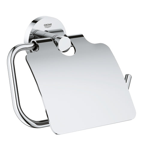 GROHE Toilettenpapierhalter – Metall chrom, wandmontiert, zum Bohren, mit Deckel