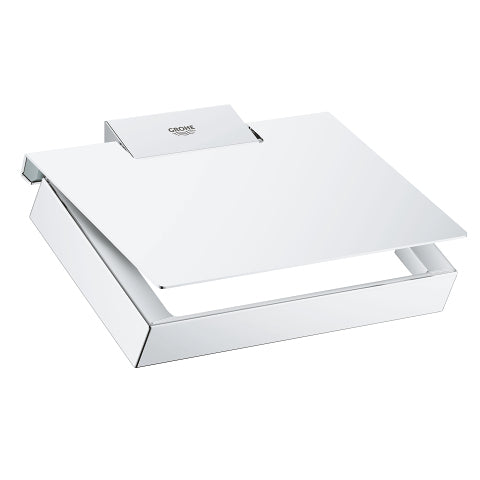 Grohe Toilettenpapierhalter Selection Cube mit Deckel – Metall/Chrom, Wandmontage