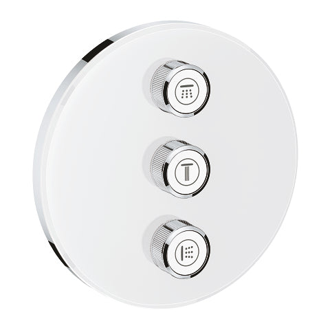 GROHE Grohtherm SmartControl – 3-fach Unterputz-Thermostat, Anschlussmass 43 mm, Weiss, für Badewanne & Dusche