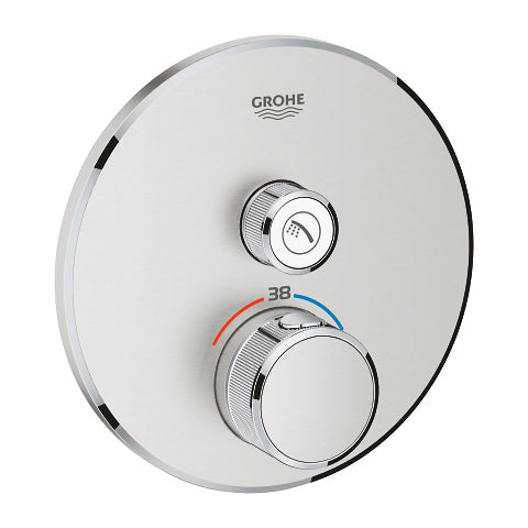 GROHE Thermostat Grohtherm SmartControl – 34,5×14,7 cm, Messing, Wandmontiert, Supersteel