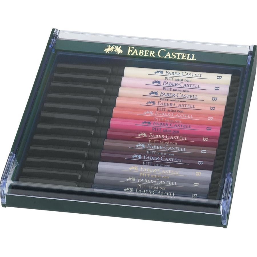 Faber-Castell Pitt Artist Pen Fineliner Set – 12 Stk., sortiert, wasserfest