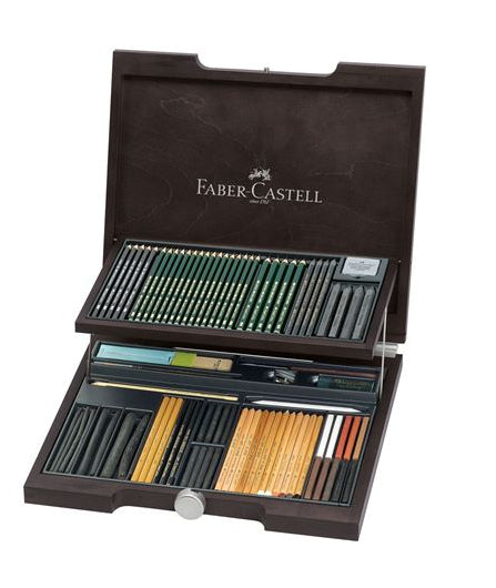 Faber-Castell PITT Monochrome Holzkoffer – Mehrfarbig, 86-teiliges Set, inkl. Zubehör