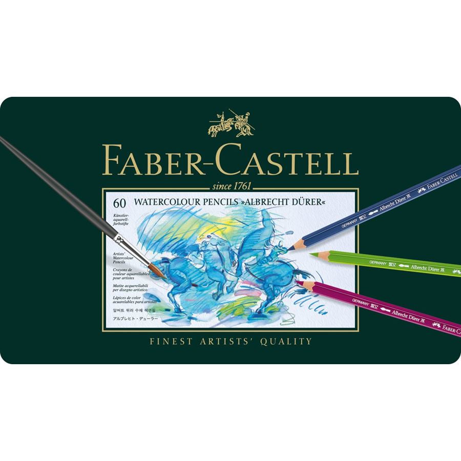 Faber-Castell Aquarellbuntstift A. Dürer, mehrfarbig, 60er-Metalletui – wasservermalbar, Strichbreite 3,8 mm