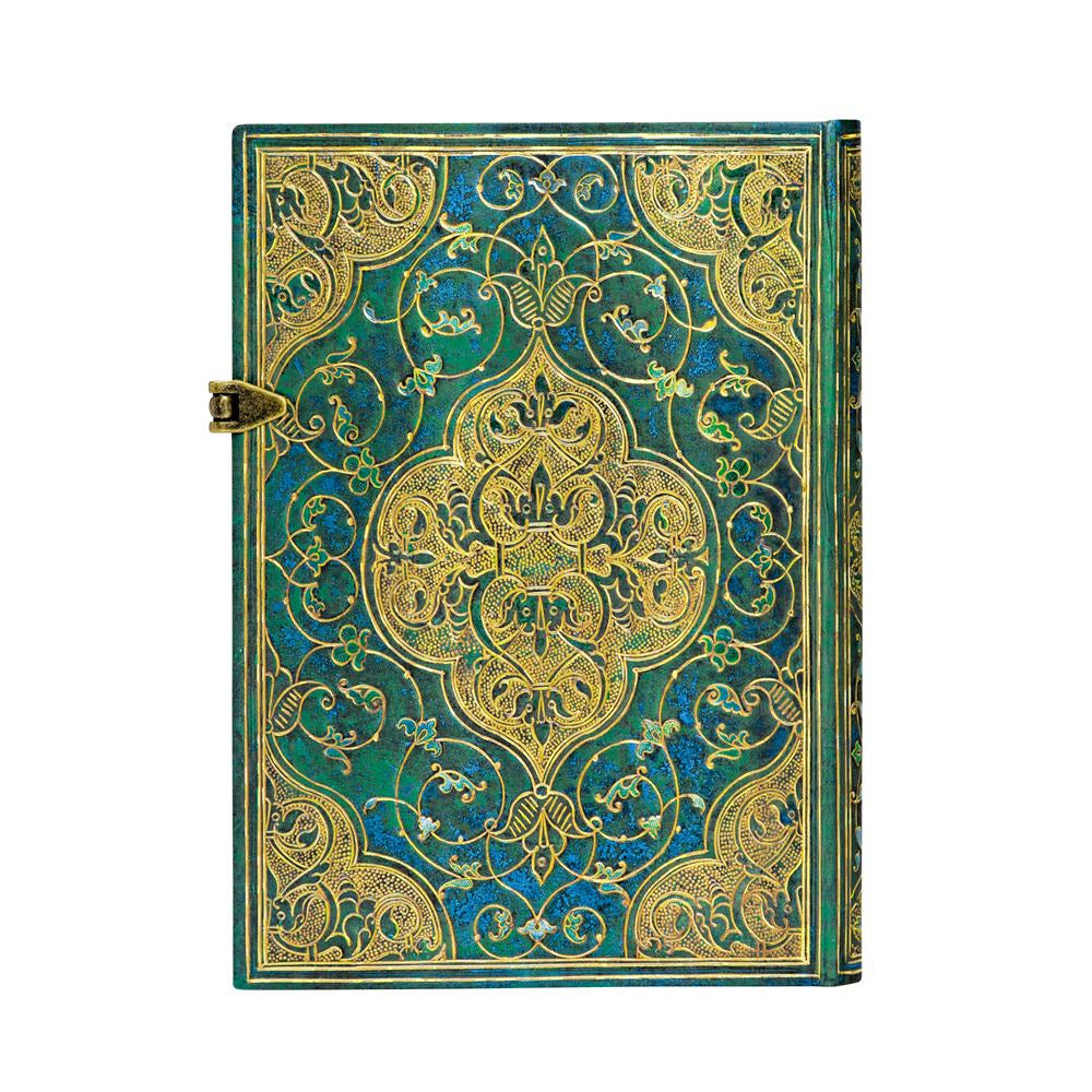 Paperblanks Notizbuch, 130 × 180 mm, liniert, Fadenheftung, Hardcover, 240 Seiten, 120 g/m² – türkis, Muster