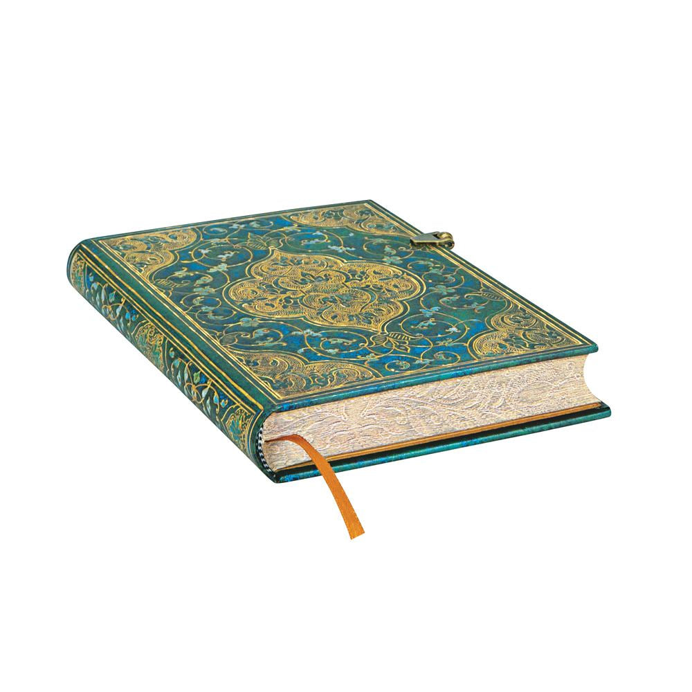Paperblanks Notizbuch, 130 × 180 mm, liniert, Fadenheftung, Hardcover, 240 Seiten, 120 g/m² – türkis, Muster