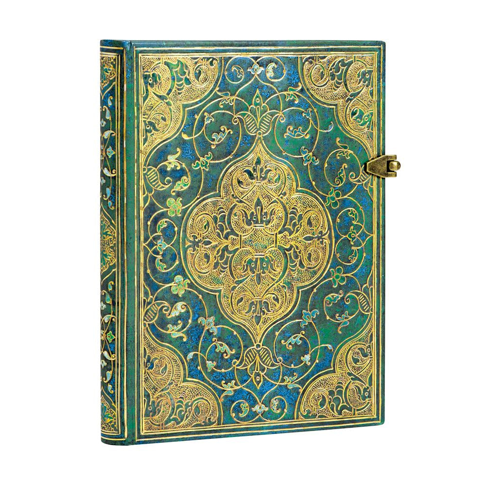Paperblanks Notizbuch, 130 × 180 mm, liniert, Fadenheftung, Hardcover, 240 Seiten, 120 g/m² – türkis, Muster