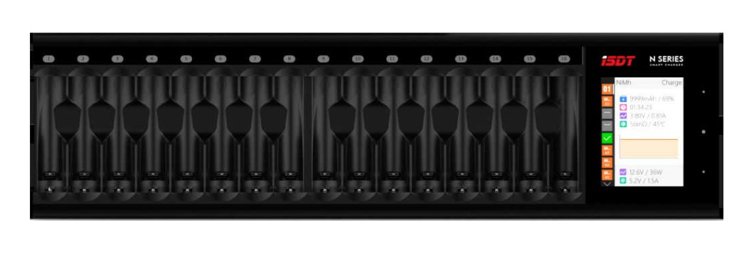 iSDT N16 Ladegerät – 36 W, LCD-Display – für AA (HR6/Mignon)