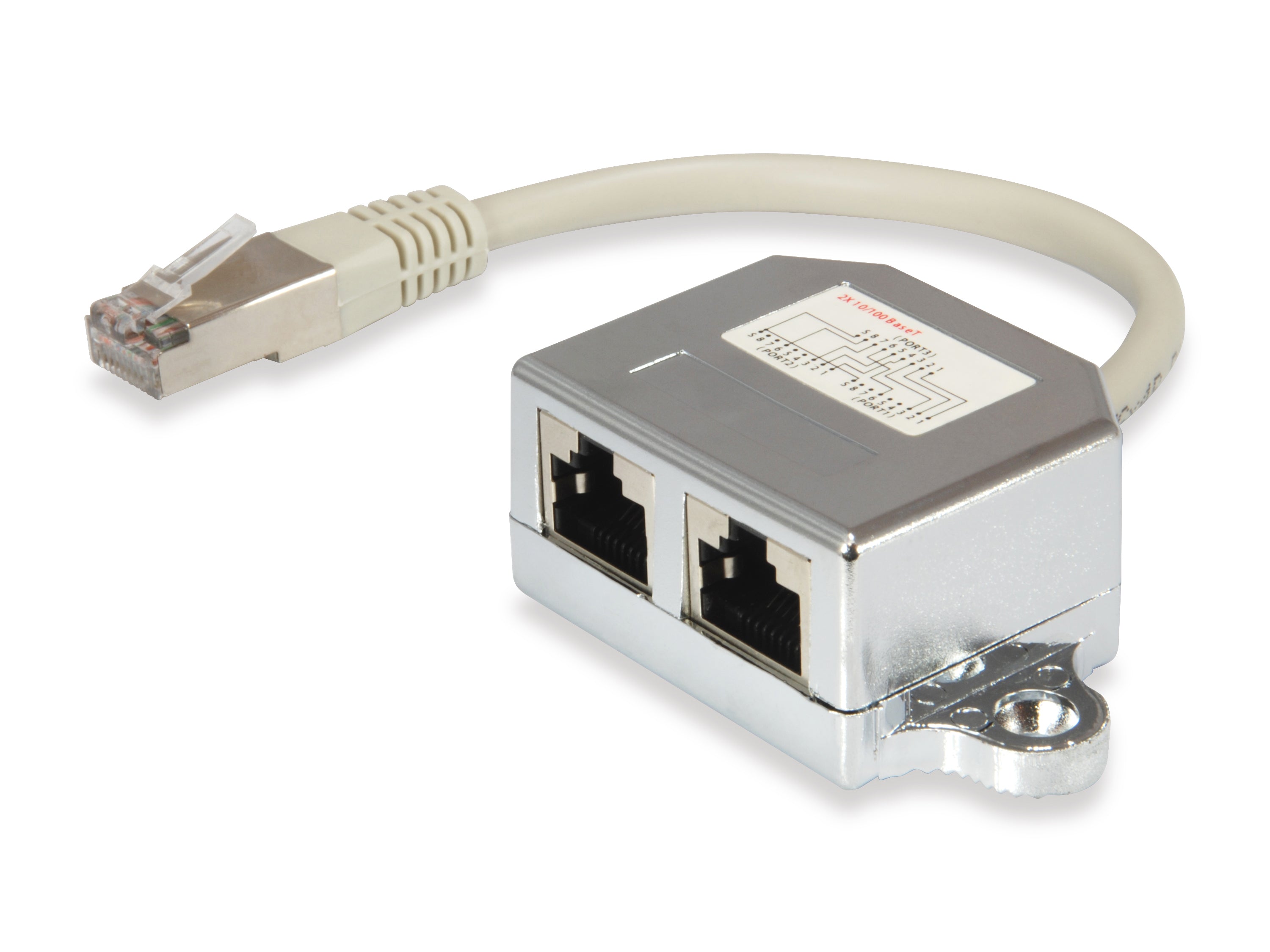 Equip Anschlussverdoppler RJ-45 – Cat5e STP, 100 Mbit/s, 2× RJ-45 (Stecker → 2× Buchse), 0,15 m, Silber