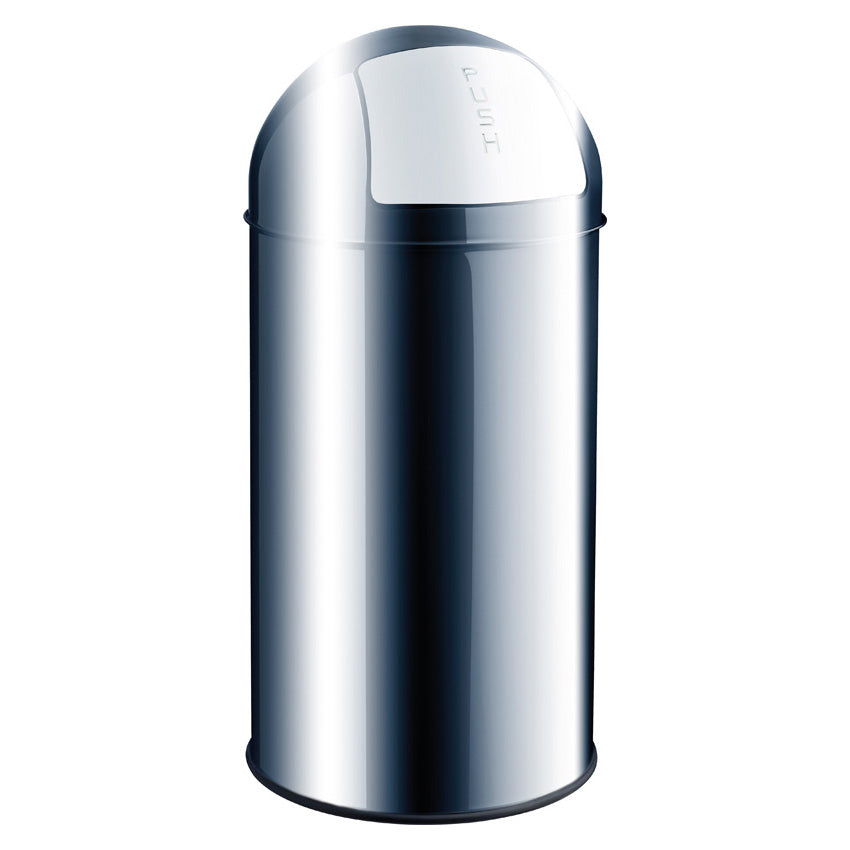 Helit Abfallcontainer – 30 l – mit Deckel – Edelstahl – Ø 314 × H 650 mm