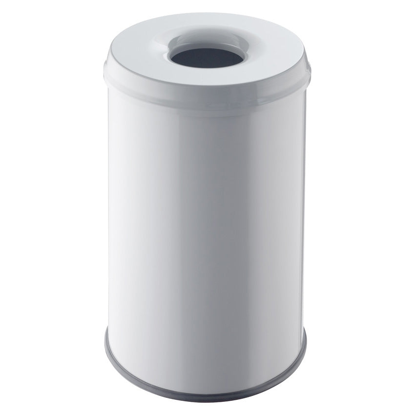 Helit Sicherheitspapierkorb – 30 l – Stahl, Schwarz – Löschkopf, Selbstlöschend, TÜV/GS – Ø 319 × H 503 mm