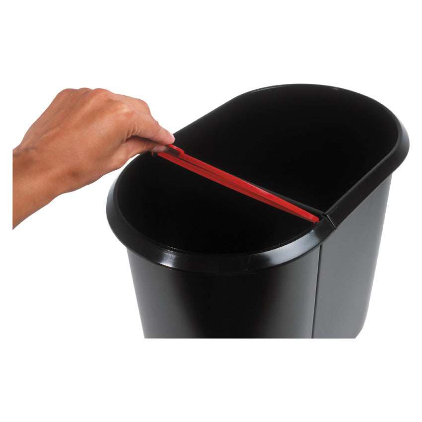 Helit Systempapierkorb – 20 + 9 l, mit Deckel – Kunststoff, schwarz – B × H × T 270 × 343 × 440 mm