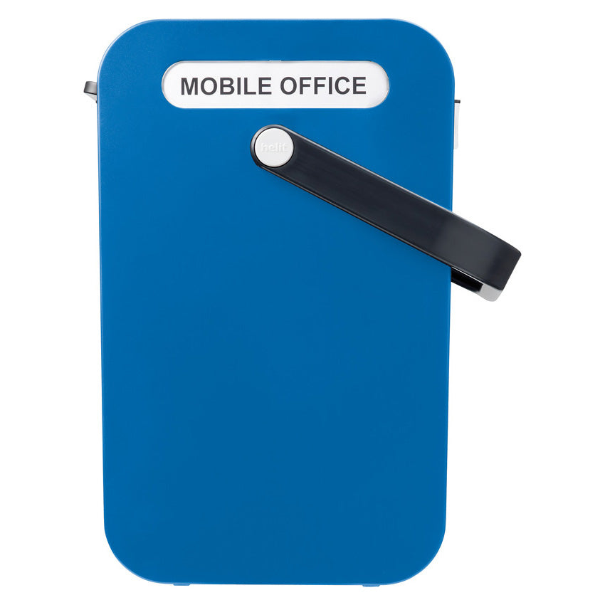 Helit Hängemappen-Box A4 – für 25 Hängemappen, mit Tragegriff, stapelbar, 425 × 375 × 200 mm, Schwarz/Blau
