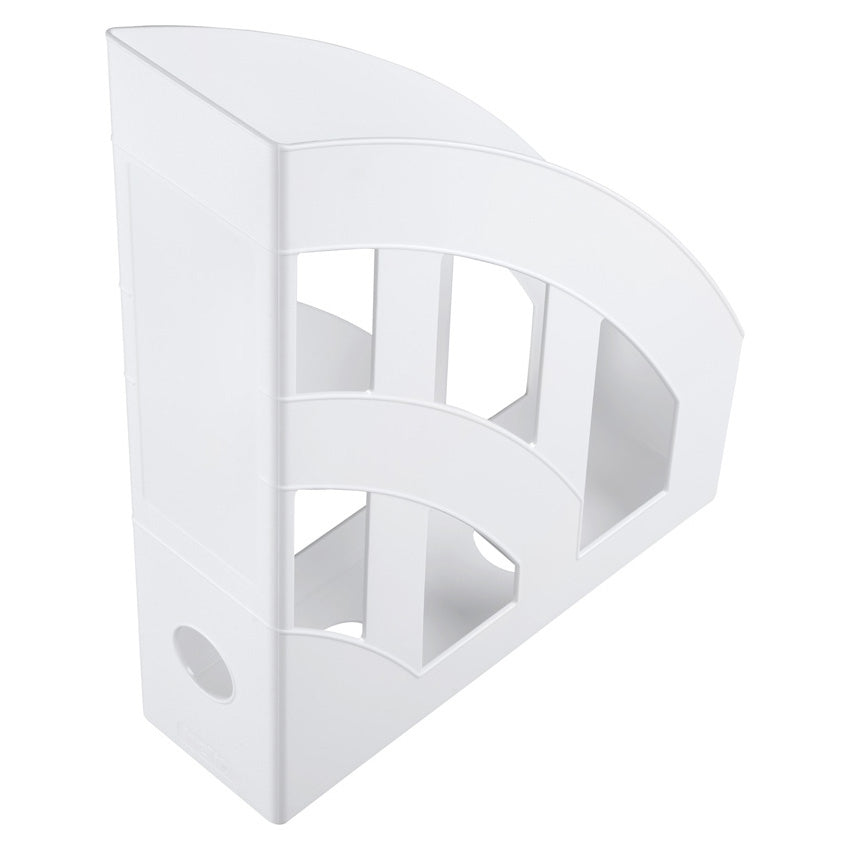 Helit Stehsammler – Kunststoff, mit Beschriftungsfeld, weiss transparent, 243×75×315 mm