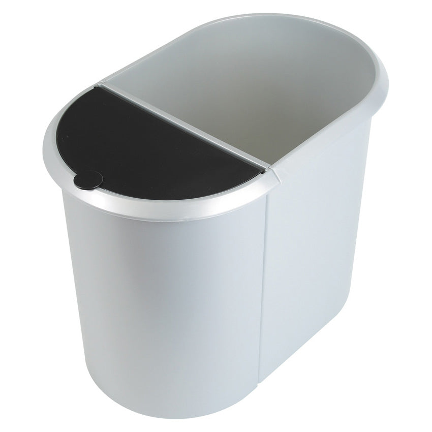 Helit Systempapierkorb – 20 + 9 l, mit Deckel – Kunststoff, schwarz – B × H × T 270 × 343 × 440 mm