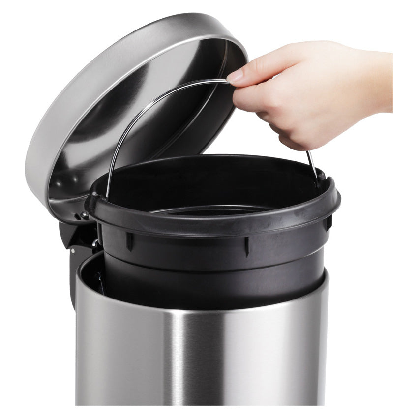Helit Abfallcontainer – 20 l – mit Deckel – Edelstahl – Ø 293 × H 455 mm