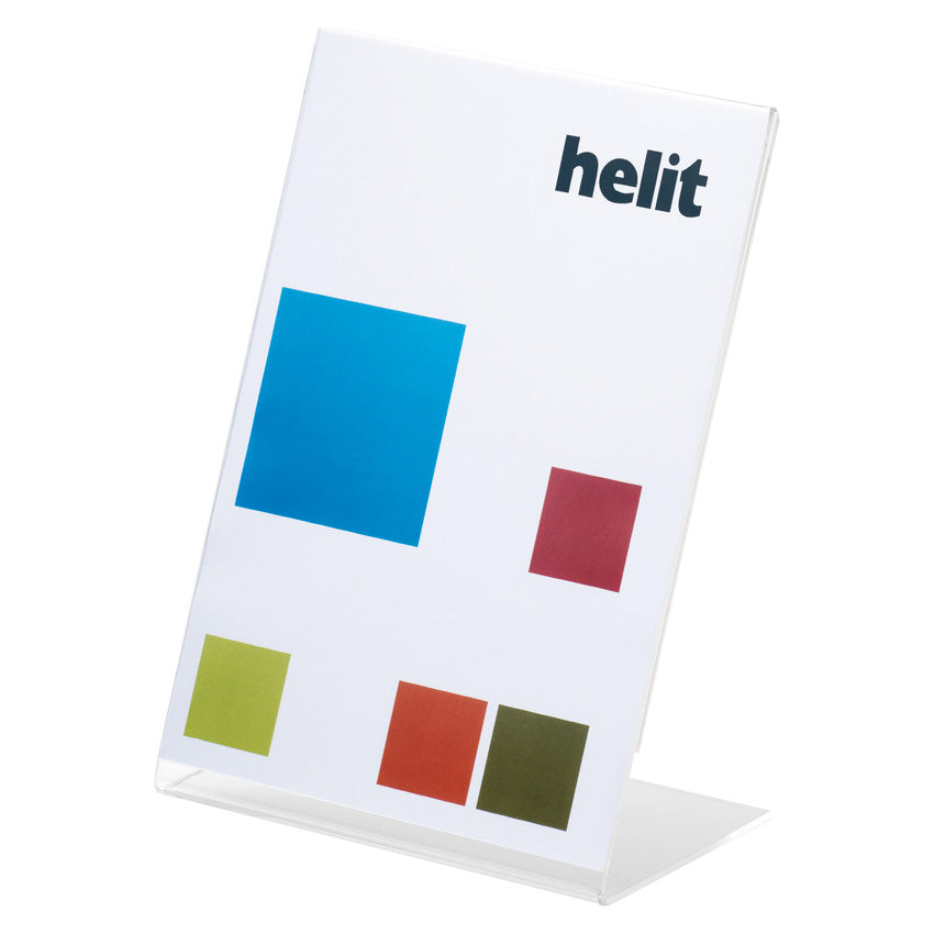 Helit Tischaufsteller the presenter – für A4 hoch, 1 Fach, transparent, Kunststoff, 210×104×293 mm