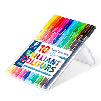 STAEDTLER triplus Broadliner 338 Fineliner Set – 10 Stk., 0,8 mm, 10 Farben, nachfüllbar