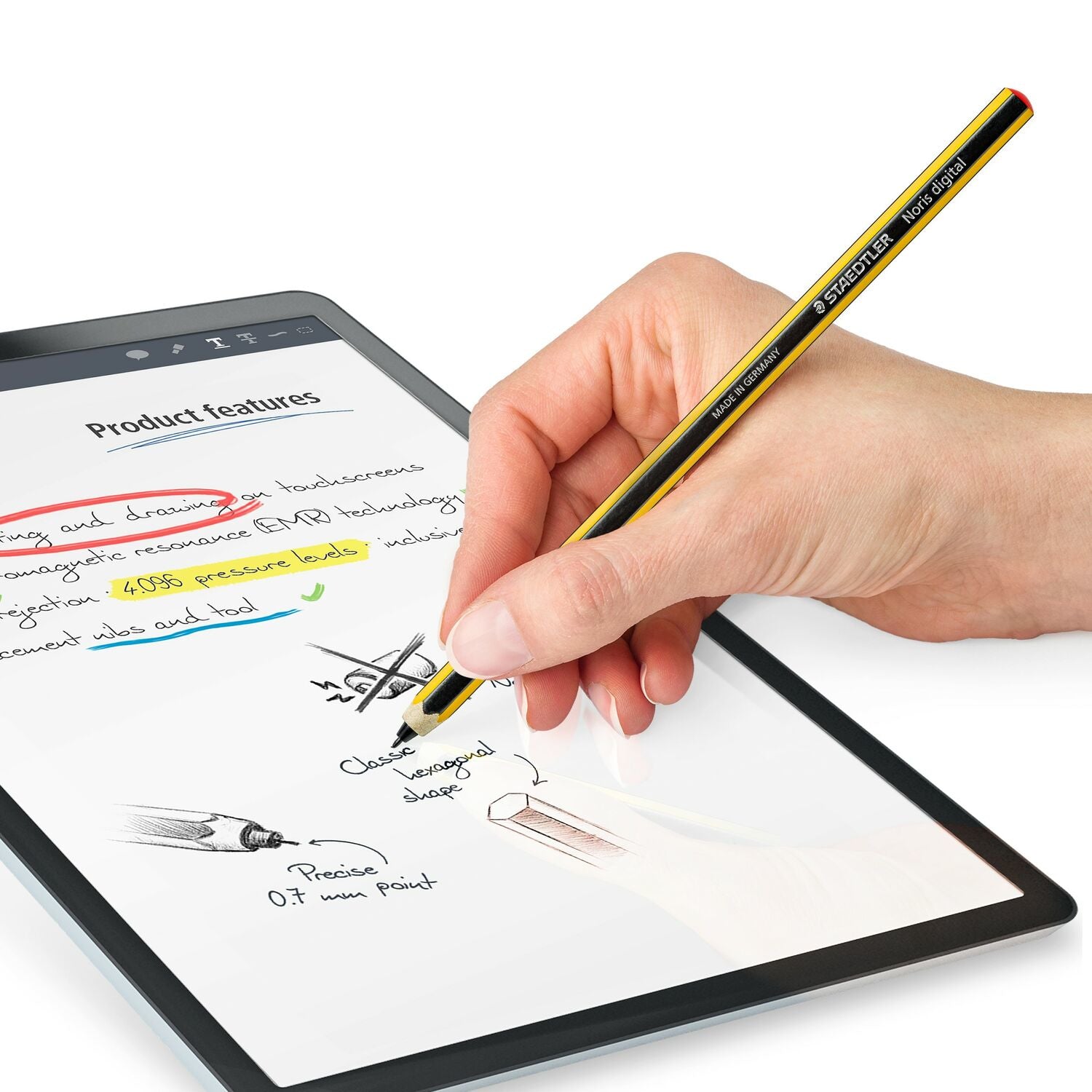 Staedtler Noris digitaler Eingabestift für Grafiktabletts (universal) – EMR-Technologie, Upcycled Wood – schwarz