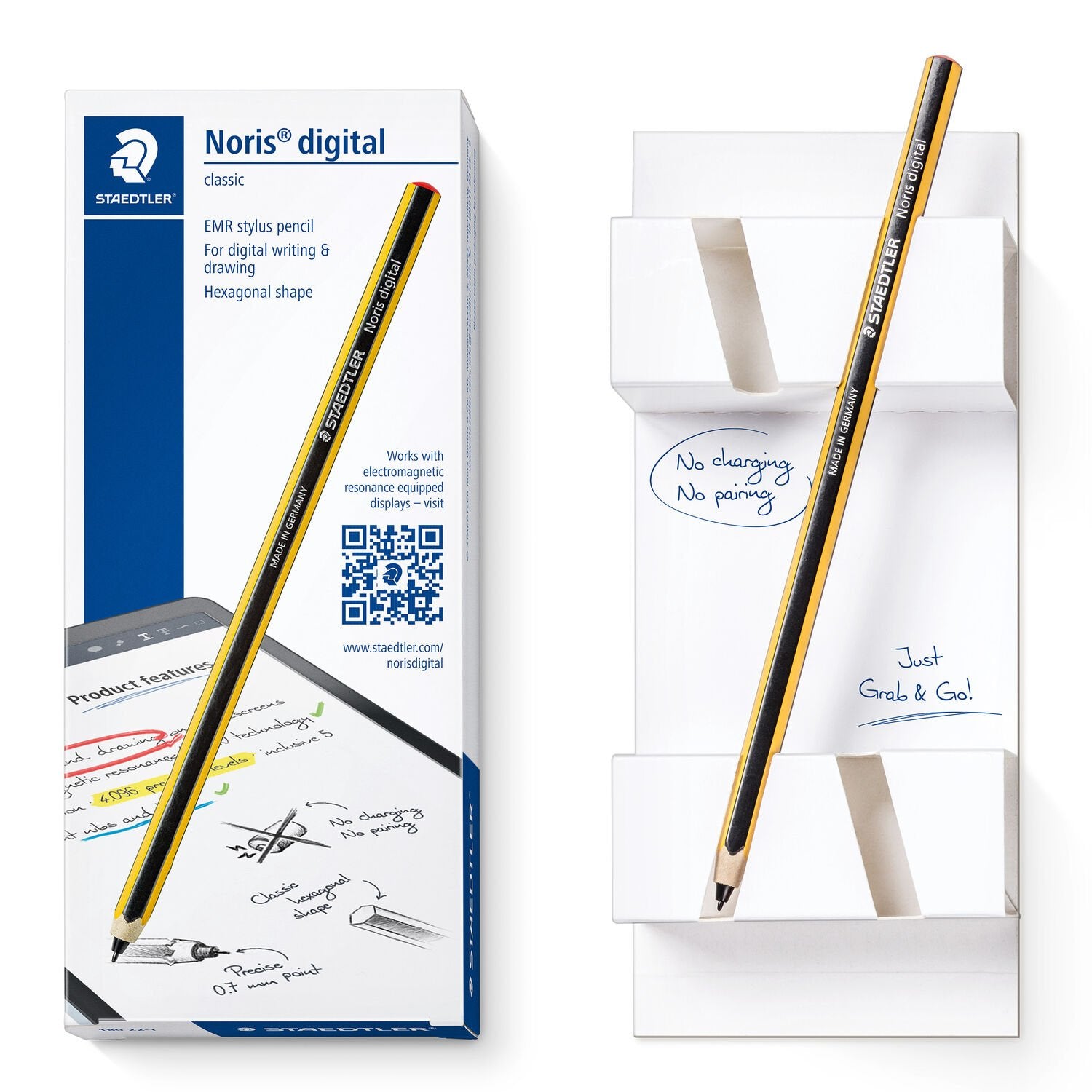 Staedtler Noris digitaler Eingabestift für Grafiktabletts (universal) – EMR-Technologie, Upcycled Wood – schwarz