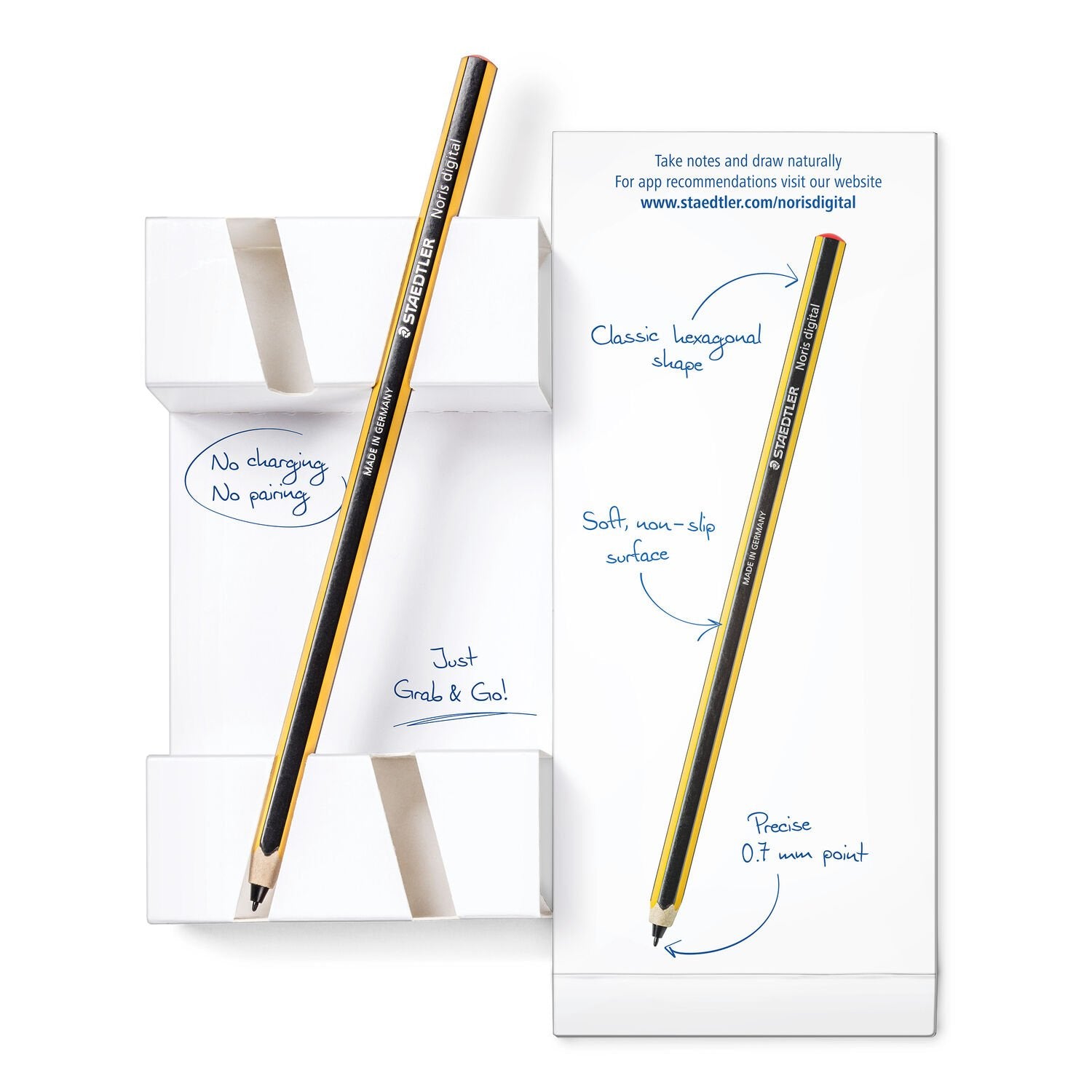 Staedtler Noris digitaler Eingabestift für Grafiktabletts (universal) – EMR-Technologie, Upcycled Wood – schwarz