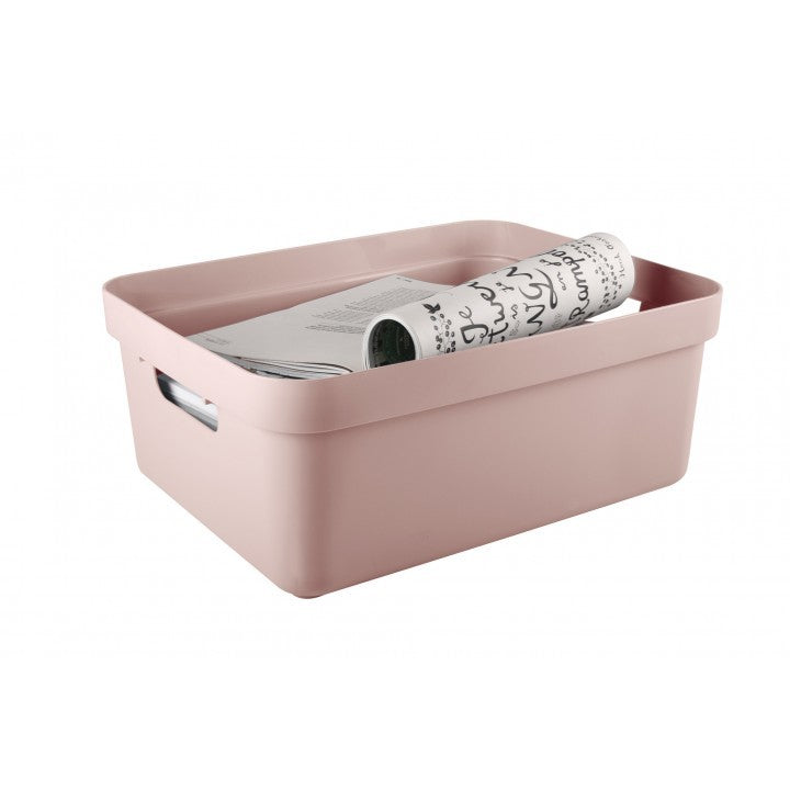 Sunware Sigma home Aufbewahrungsbox 24 L (mit Deckel) – Kunststoff – Rosa – 355 × 183 × 453 mm