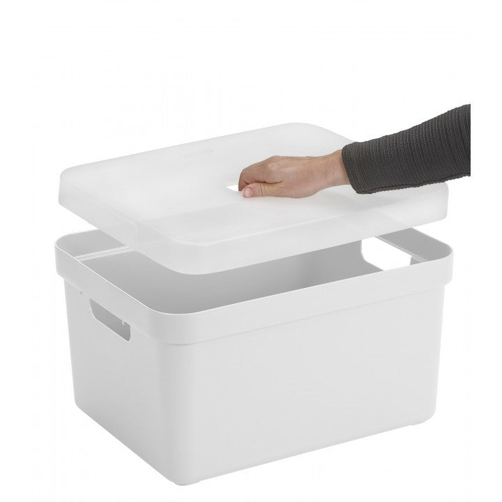 Sunware Aufbewahrungsbox 32 L (mit Deckel) – Kunststoff – Weiss – mit Griffen – 355 × 243 × 455 mm