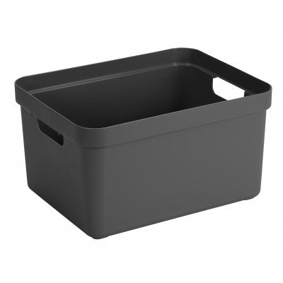 Sunware Aufbewahrungsbox 32 L (mit Deckel) – Kunststoff – Anthrazit – mit Griffen – 355 × 243 × 455 mm