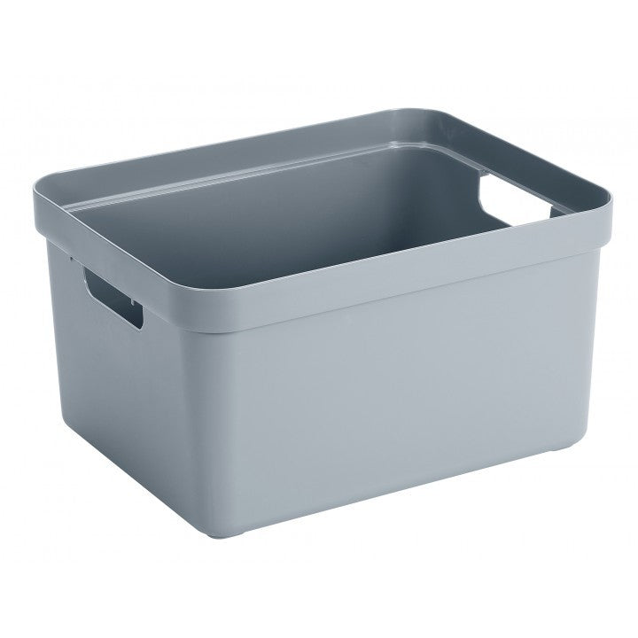 Sunware Aufbewahrungsbox 32 L (mit Deckel) – Kunststoff – Blaugrau – mit Griffen – 355 × 243 × 455 mm