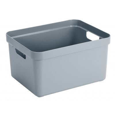 Sunware Aufbewahrungsbox 32 L (mit Deckel) – Kunststoff – Blaugrau – mit Griffen – 355 × 243 × 455 mm