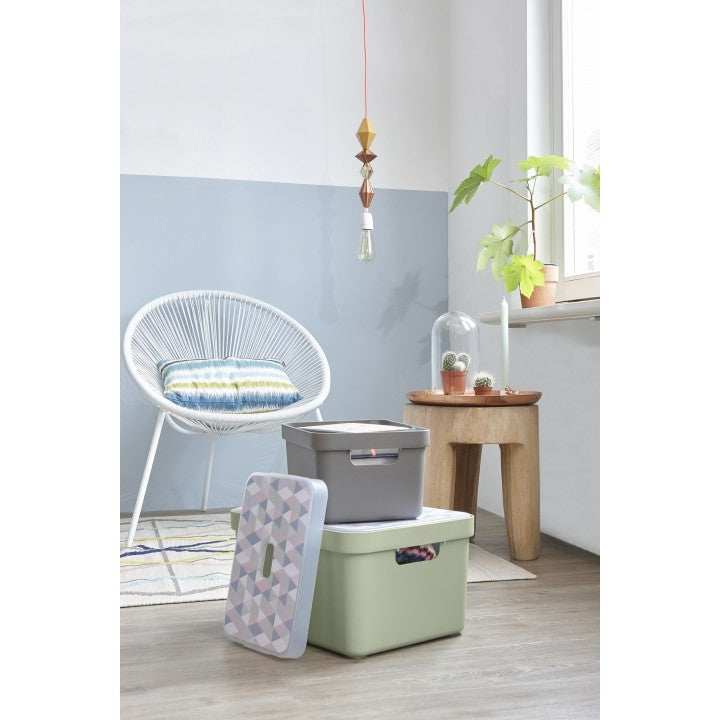Sunware Sigma Home Aufbewahrungsbox 32 L (mit Deckel) – Kunststoff – Hellgrün – Griffe – 355 × 243 × 455 mm