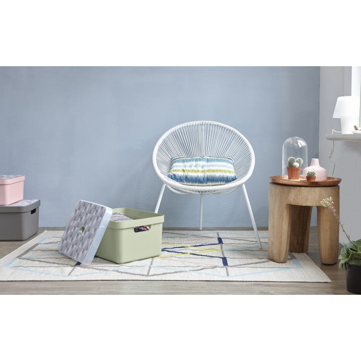 Sunware Sigma Home Aufbewahrungsbox 32 L (mit Deckel) – Kunststoff – Hellgrün – Griffe – 355 × 243 × 455 mm
