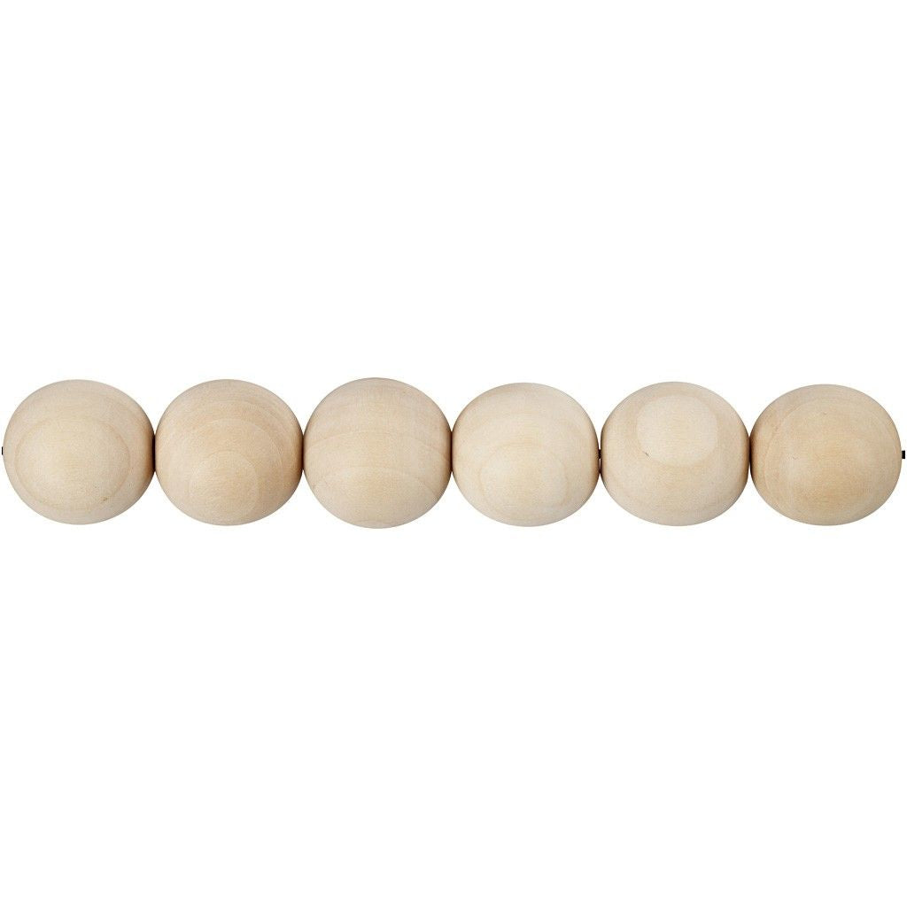 Creativ Company Holzperlen, rund – braun – Ø 25 mm, Loch 4,5 mm – 8 Stk.