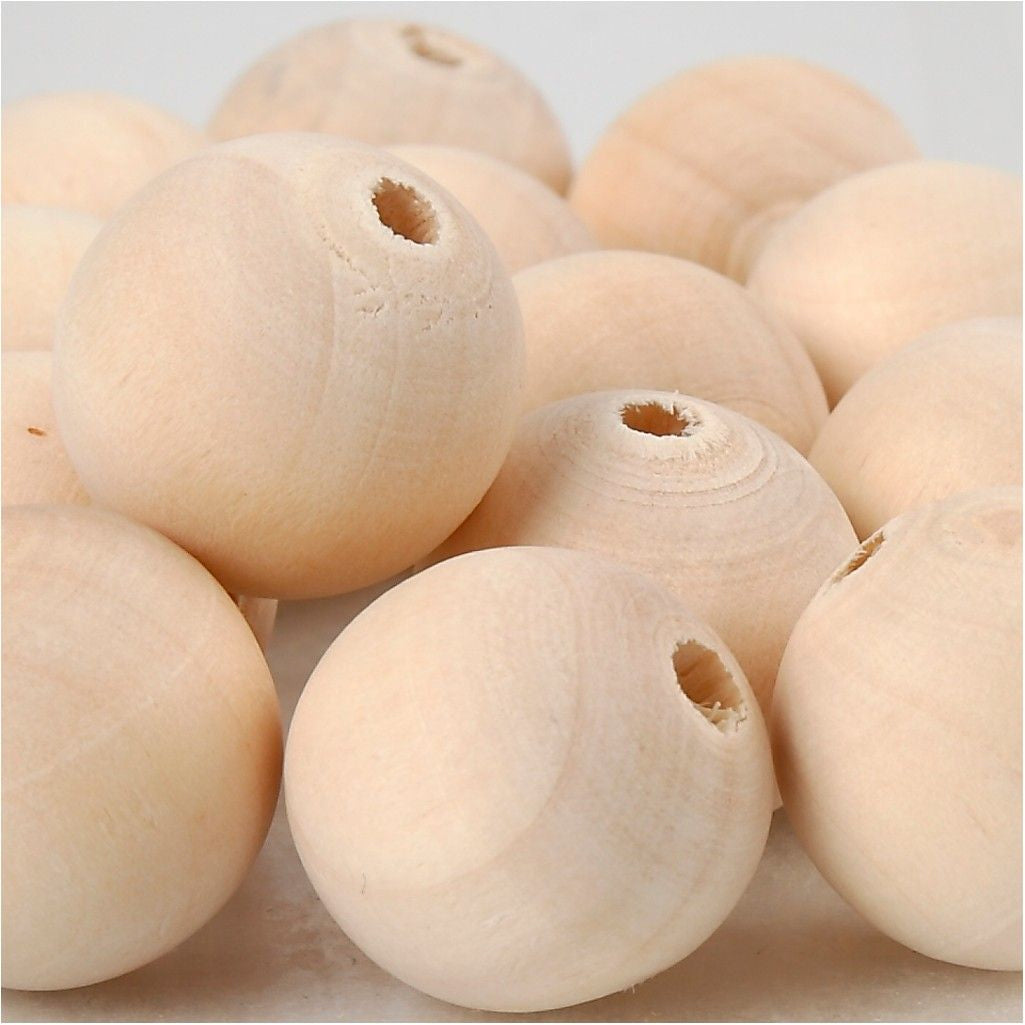 Creativ Company Holzperlen – Braun – Ø 20 mm, Loch 4 mm – 14 Stk.