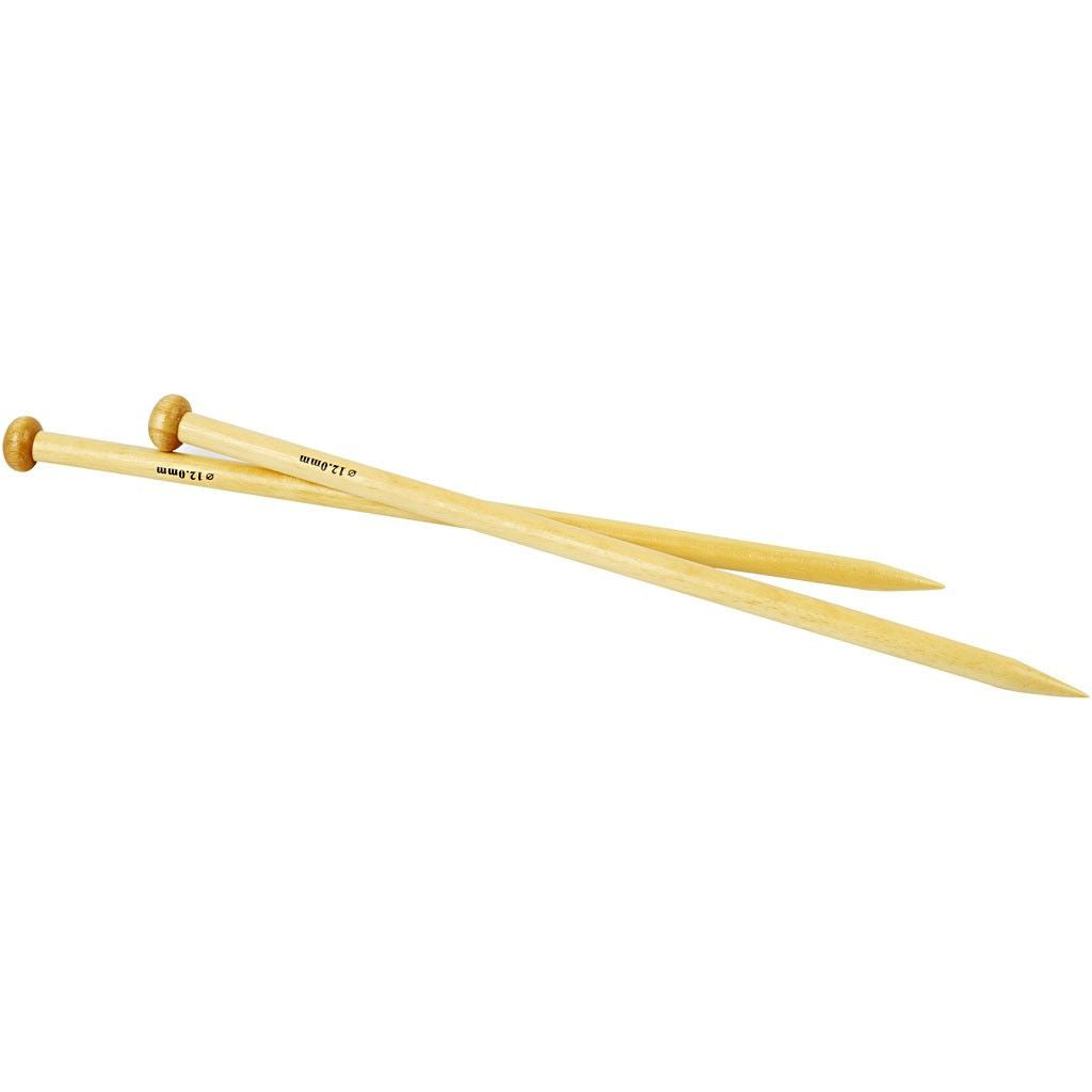 Creativ Company Stricknadel Bambus – Nadel 12 mm, 35 cm, 2 Stk.