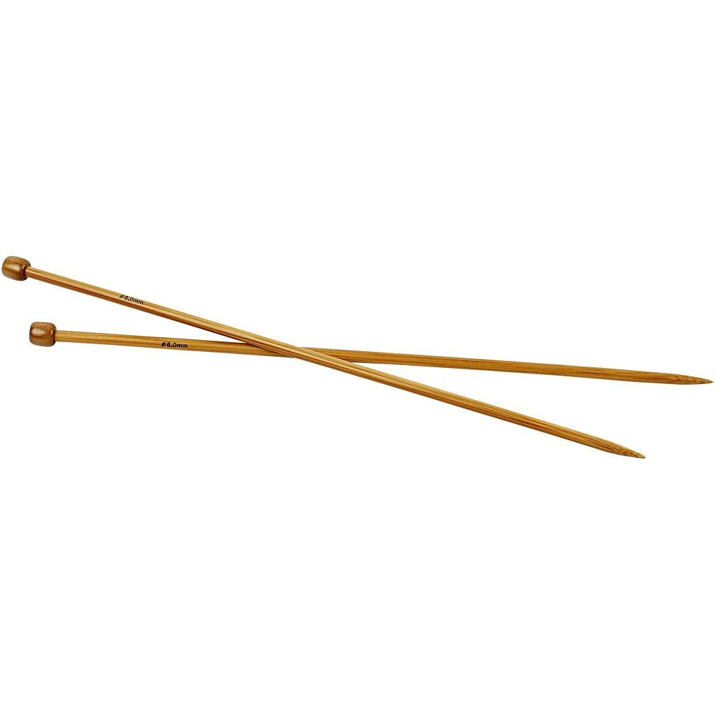 Creativ Company Stricknadeln 6 mm – 35 cm, Bambus, 2 Stk.