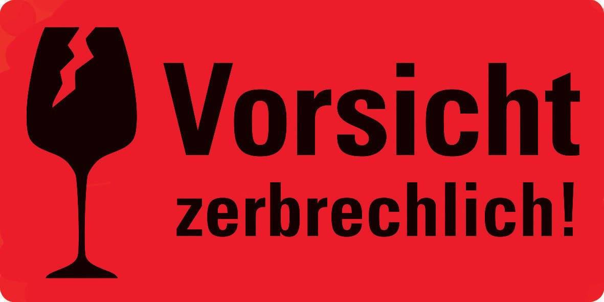 AVERY Zweckform Vorsicht zerbrechlich Etiketten – 100 × 50 mm, permanent, rot, Rolle, 200 Stk.