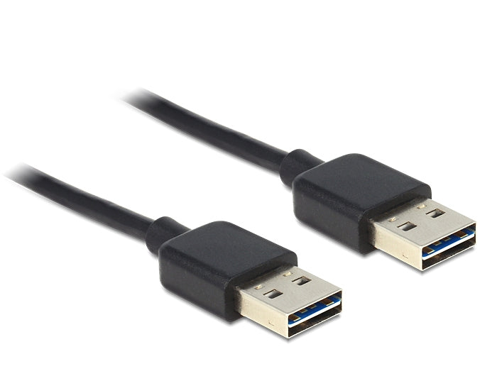 DeLOCK USB-A auf USB-A Kabel – USB 2.0 (480 Mbit/s) – 2 m – Goldstecker – Schwarz