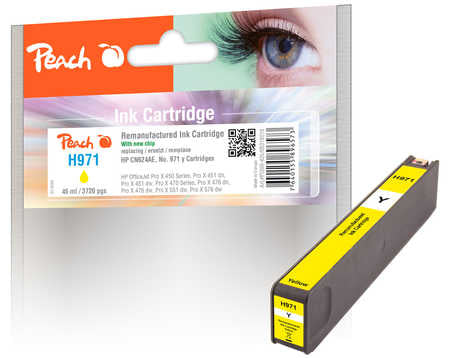 Peach 971 Gelbe Tintenpatrone (Kompatibel) – 3'720 Seiten – für HP OfficeJet Pro X 450/451/470 Serie