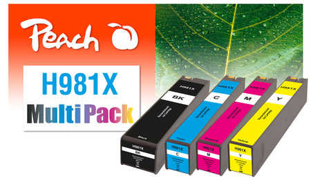 Peach Tintenpatronen-Multipack 981X, CMYK, 4er-Pack, kompatibel – für HP PageWide 550, 556, 580