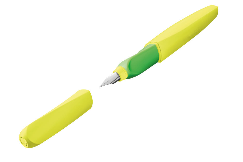Pelikan Twist – Federspitze M – für Rechts- & Linkshänder – Neongelb, Blau – Patronen
