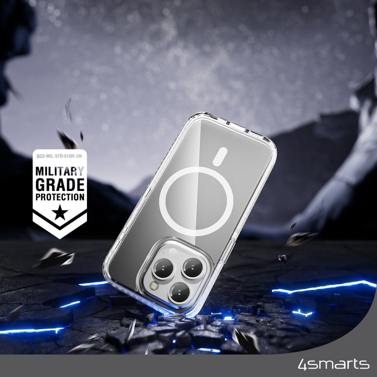 4smarts Backcover – für Apple iPhone 15 Plus, MagSafe, TPU, Transparent, bis 3 m Sturzsicher